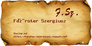 Fürster Szergiusz névjegykártya